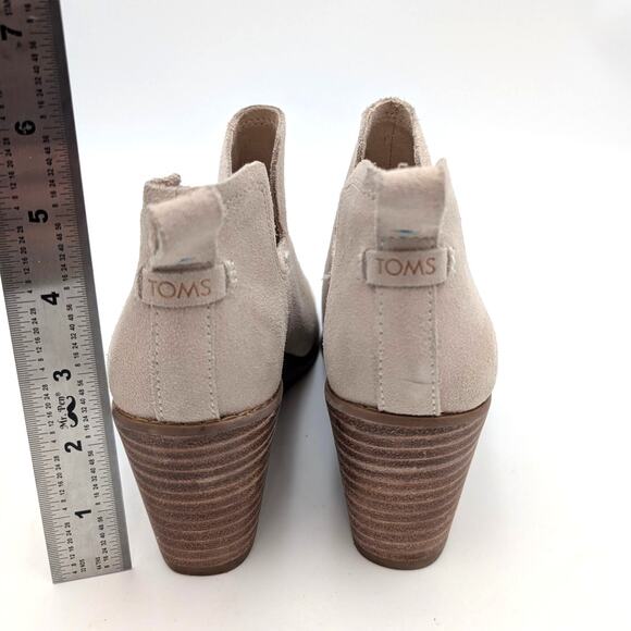 Toms Kallie Cutout Wedge Booties Almond Toe Women's Sahara Suede Size US5 EU35.5 - Picture 7 of 10